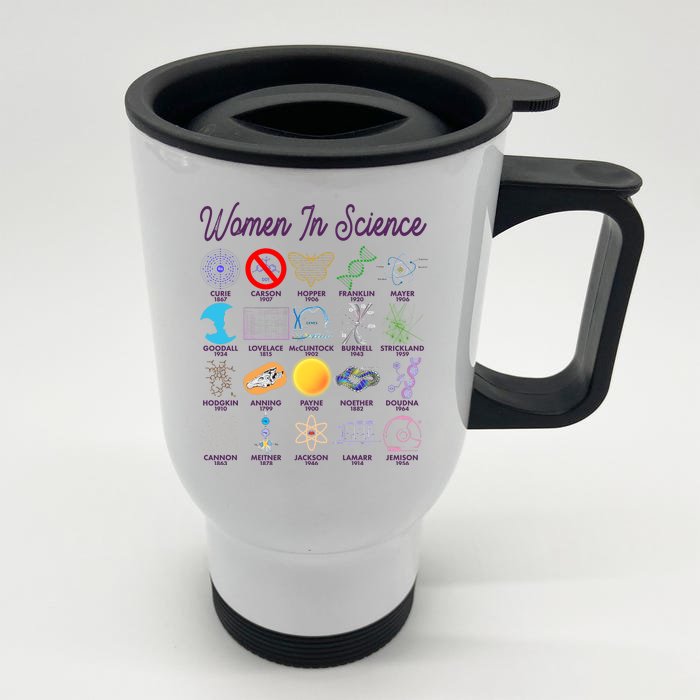 Famous Females Of Science Front & Back Stainless Steel Travel Mug