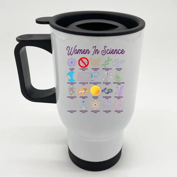 Famous Females Of Science Front & Back Stainless Steel Travel Mug