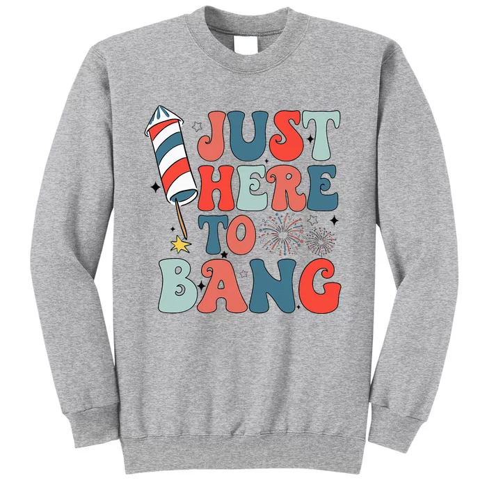 Funny Fourth Of July 4th Of July IM Just Here To Bang Tall Sweatshirt