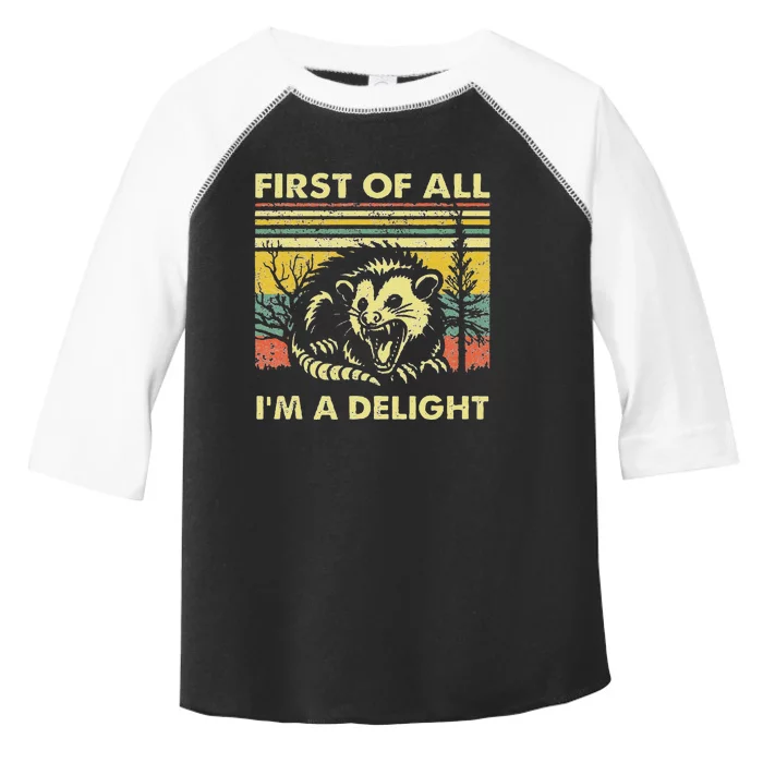 Funny First Of All Im A Delight Sarcastic Angry Opossum Lover Gift Toddler Fine Jersey T-Shirt