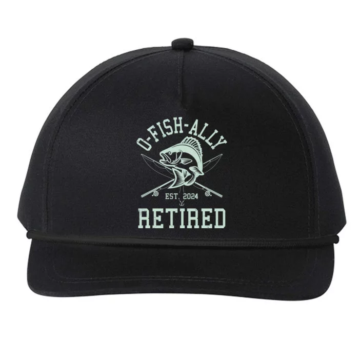 Funny Fishing Ofishally Retired Est 2024 Snapback Five-Panel Rope Hat