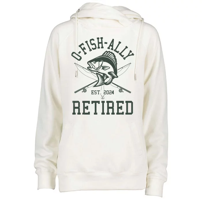 Funny Fishing Ofishally Retired Est 2024 Womens Funnel Neck Pullover Hood