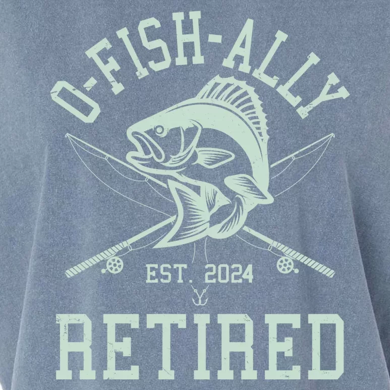 Funny Fishing Ofishally Retired Est 2024 Garment-Dyed Women's Muscle Tee