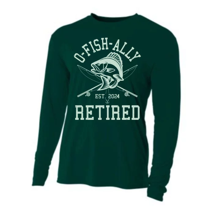 Funny Fishing Ofishally Retired Est 2024 Cooling Performance Long Sleeve Crew