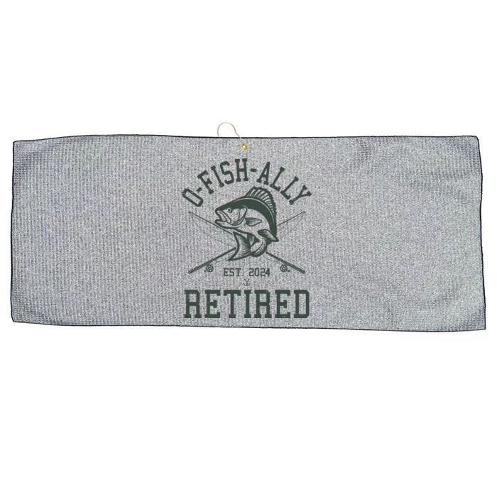 Funny Fishing Ofishally Retired Est 2024 Large Microfiber Waffle Golf Towel