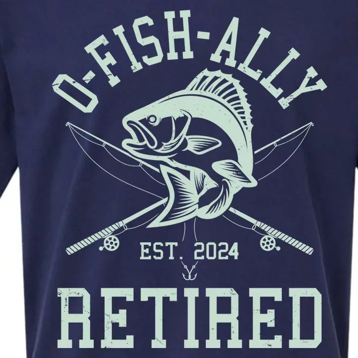 Funny Fishing Ofishally Retired Est 2024 Sueded Cloud Jersey T-Shirt