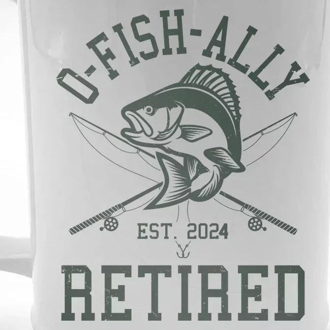 Funny Fishing Ofishally Retired Est 2024 Front & Back Beer Stein