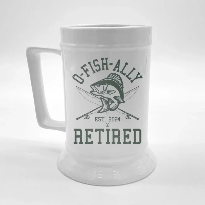 Funny Fishing Ofishally Retired Est 2024 Front & Back Beer Stein