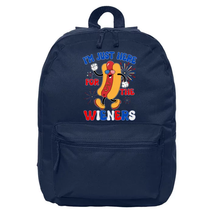 Funny Fouth Of July IM Just Here For The Wieners Hotdog Lover 16 in Basic Backpack