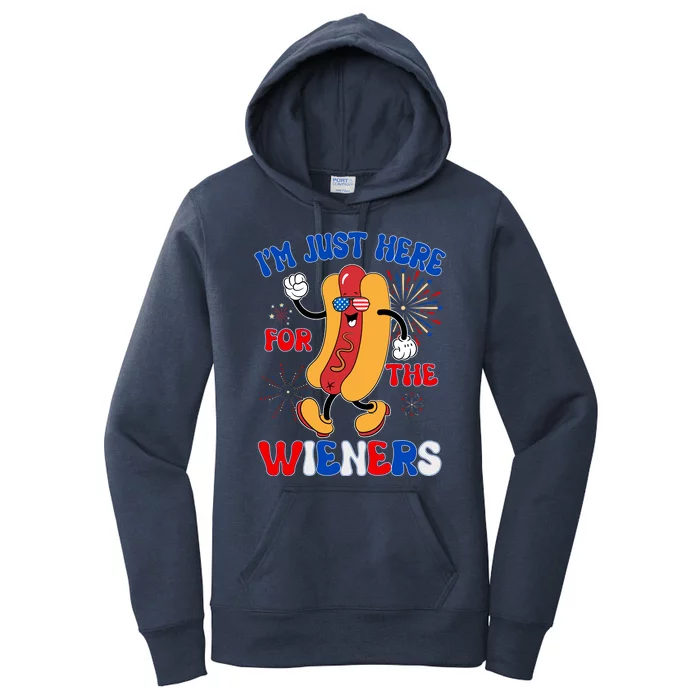 Funny Fouth Of July IM Just Here For The Wieners Hotdog Lover Women's Pullover Hoodie