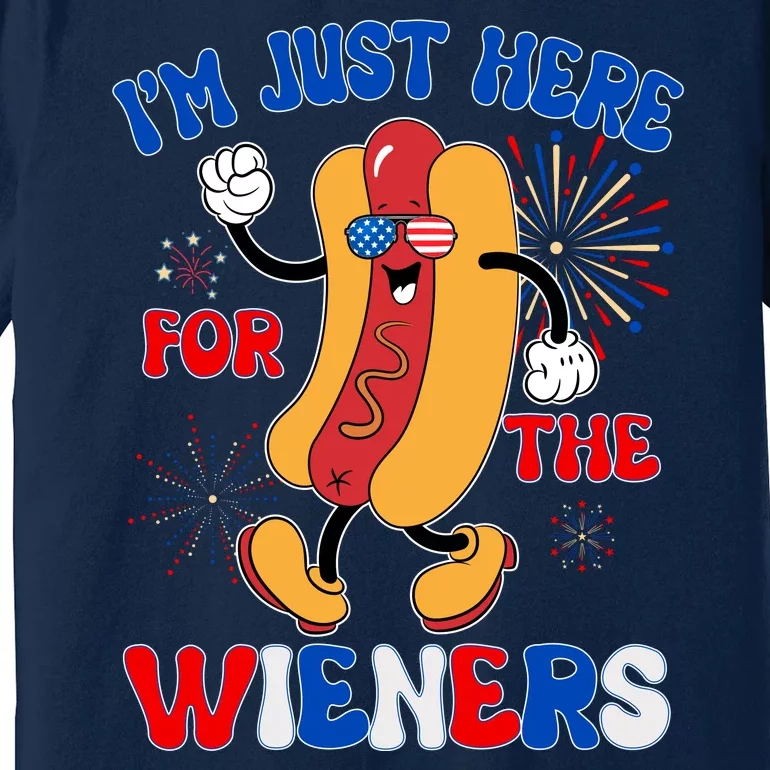 Funny Fouth Of July IM Just Here For The Wieners Hotdog Lover Premium T-Shirt