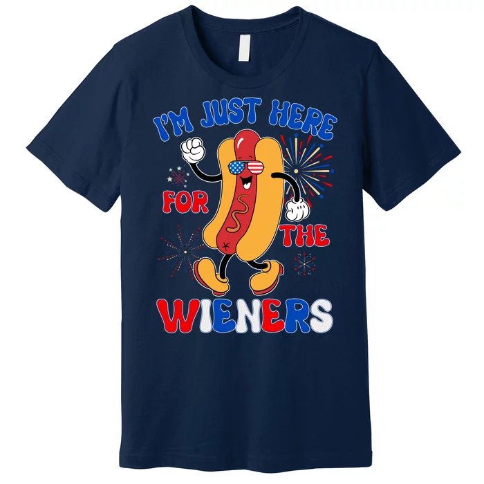 Funny Fouth Of July IM Just Here For The Wieners Hotdog Lover Premium T-Shirt