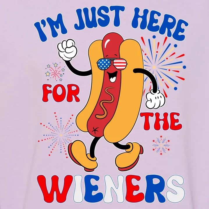 Funny Fouth Of July IM Just Here For The Wieners Hotdog Lover Garment-Dyed Sweatshirt