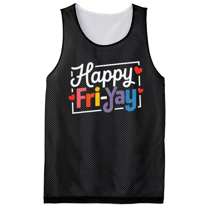 Fun Friyay Positive Vibes Happy Friday Mesh Reversible Basketball Jersey Tank