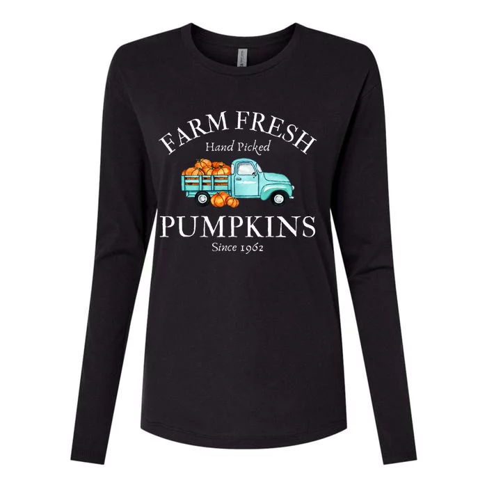 Farm Fresh Pumpkins Womens Cotton Relaxed Long Sleeve T-Shirt