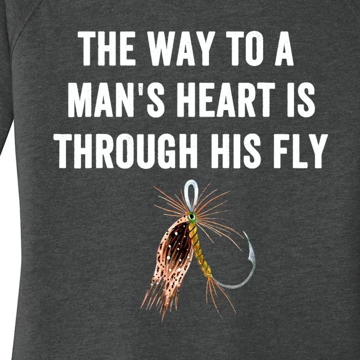 Funny Fishing Pole Way To A Mans Heart Is Through His Fly Gift Women's Perfect Tri Tunic Long Sleeve Shirt