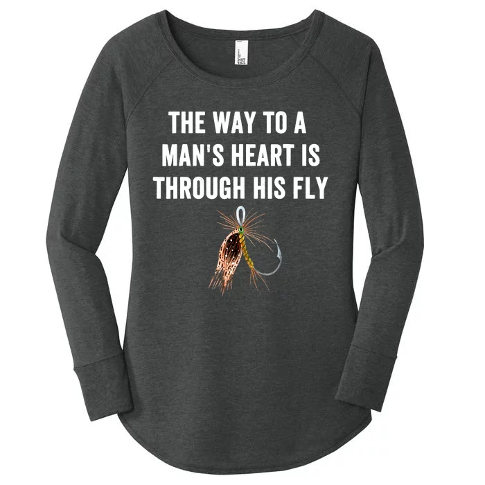 Funny Fishing Pole Way To A Mans Heart Is Through His Fly Gift Women's Perfect Tri Tunic Long Sleeve Shirt