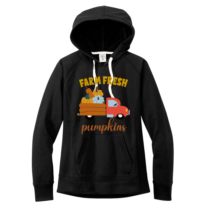 Farm Fresh Pumpkins Fall Vintage Truck Women's Fleece Hoodie