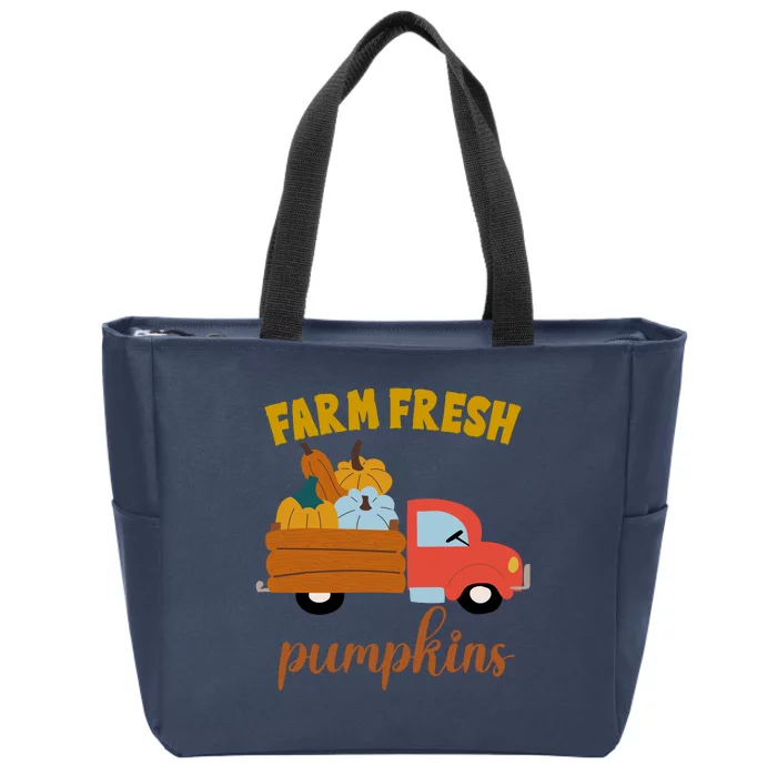 Farm Fresh Pumpkins Fall Vintage Truck Zip Tote Bag