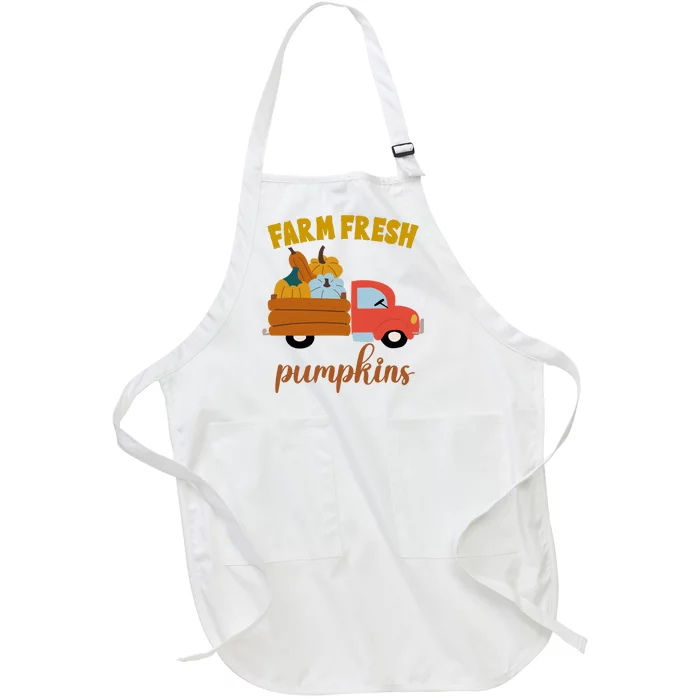 Farm Fresh Pumpkins Fall Vintage Truck Full-Length Apron With Pocket