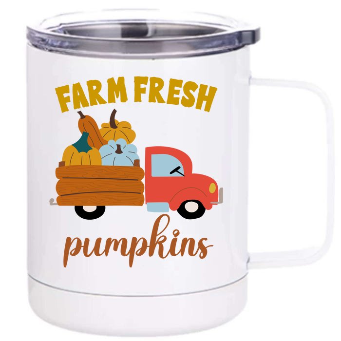 Farm Fresh Pumpkins Fall Vintage Truck Front & Back 12oz Stainless Steel Tumbler Cup