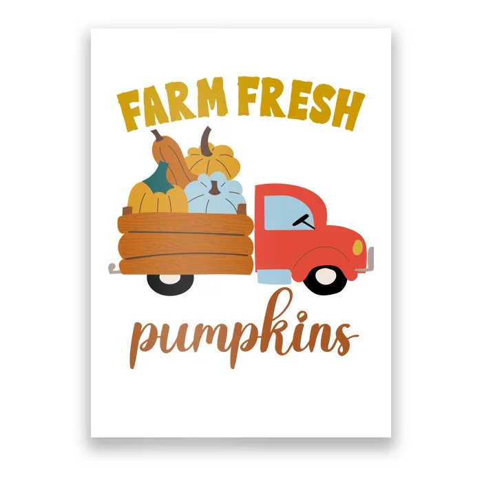 Farm Fresh Pumpkins Fall Vintage Truck Poster