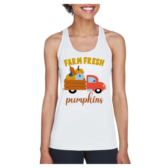 Farm Fresh Pumpkins Fall Vintage Truck Women's Racerback Tank