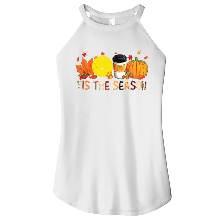 Festive Fall Pumpkins And Leaves Graphic Women’s Perfect Tri Rocker Tank