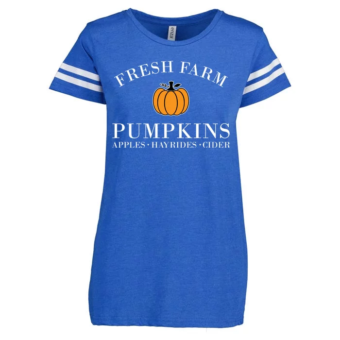 Fresh Farm Pumpkins Apples Hayrides Cider Enza Ladies Jersey Football T-Shirt