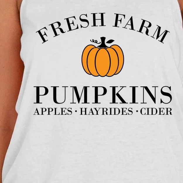 Fresh Farm Pumpkins Apples Hayrides Cider Women's Knotted Racerback Tank