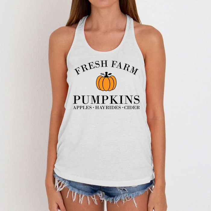 Fresh Farm Pumpkins Apples Hayrides Cider Women's Knotted Racerback Tank