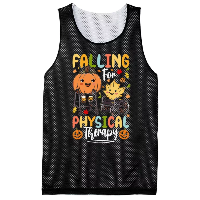 Falling For Physical Therapy Pt Pta Pumpkin Fall Autumn Mesh Reversible Basketball Jersey Tank