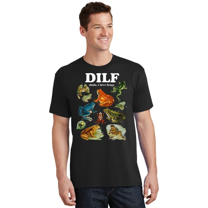 Funny Frog Pun Dude I Love Frog Dilf Cottagecore Aesthetic T-Shirt