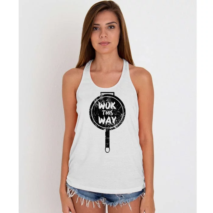 Funny Frying Pan Chinese Food Wok This Way Women's Knotted Racerback Tank