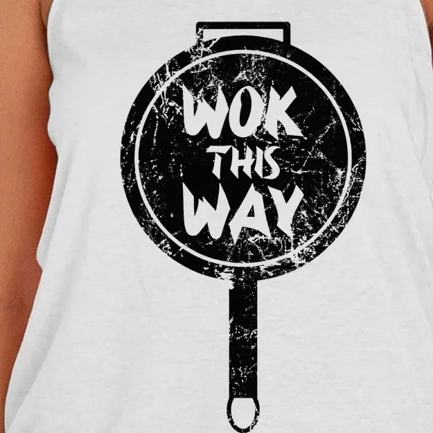 Funny Frying Pan Chinese Food Wok This Way Women's Knotted Racerback Tank