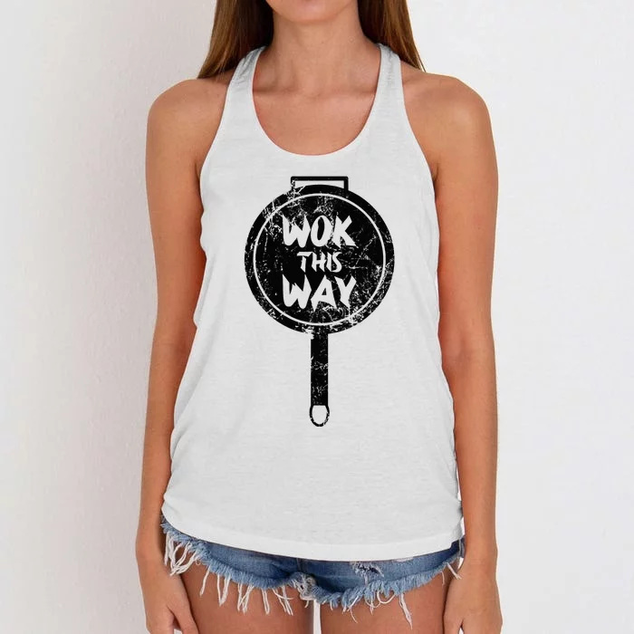 Funny Frying Pan Chinese Food Wok This Way Women's Knotted Racerback Tank