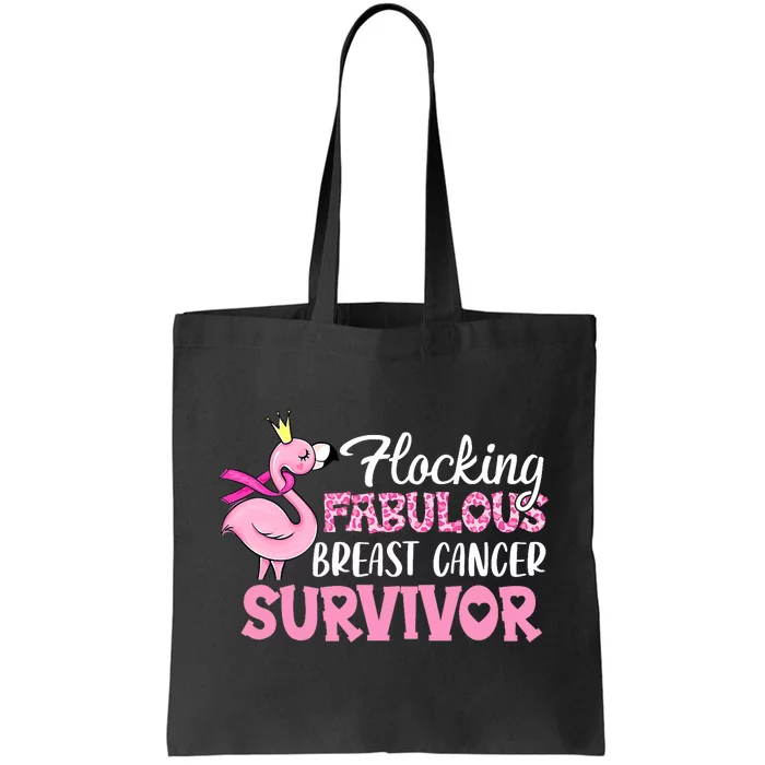 Flocking Fabulous Pink Ribbon Flamingo Breast Cancer Tote Bag