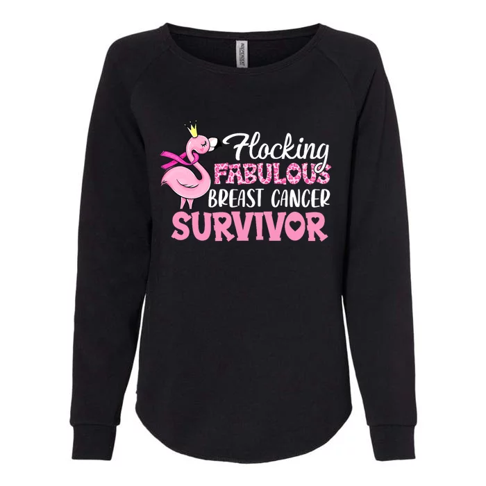 Flocking Fabulous Pink Ribbon Flamingo Breast Cancer Womens California Wash Sweatshirt