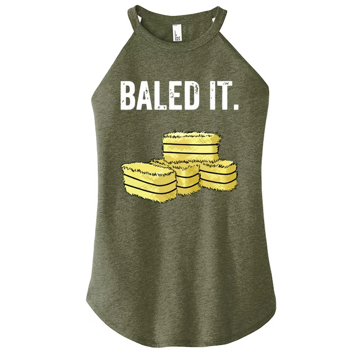 Funny Farmer Pun Baled It Farming Humor Farm Joke Women’s Perfect Tri Rocker Tank