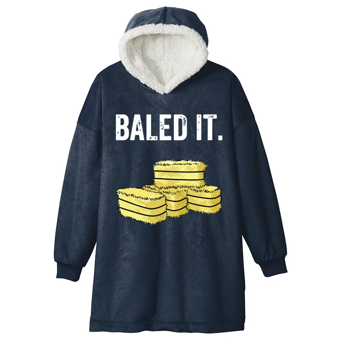 Funny Farmer Pun Baled It Farming Humor Farm Joke Hooded Wearable Blanket