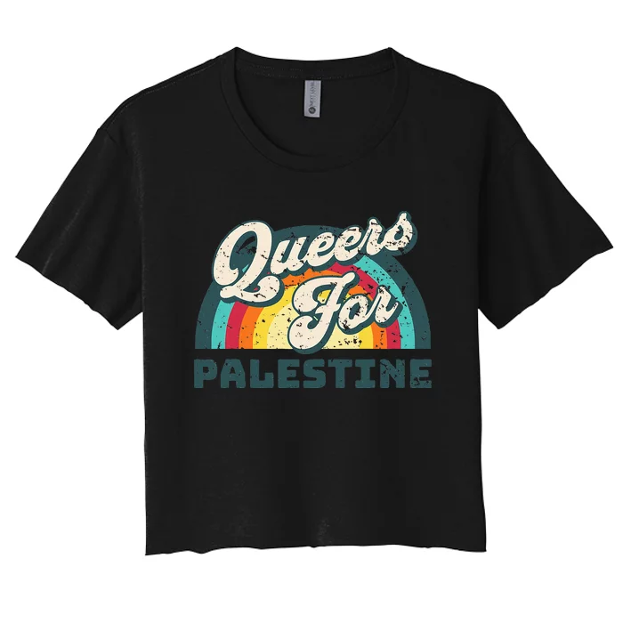 Freedom For Palestine. Queers For Palestine Women's Crop Top Tee