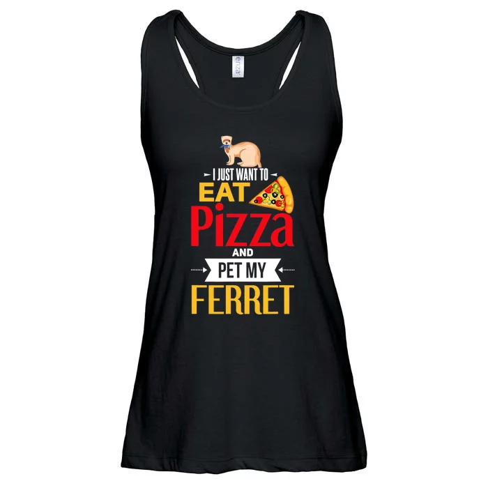 Ferret Funny Pizza Lover Pet Ferret Joke Ferret Lover Ladies Essential Flowy Tank