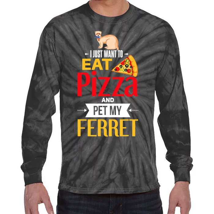 Ferret Funny Pizza Lover Pet Ferret Joke Ferret Lover Tie-Dye Long Sleeve Shirt