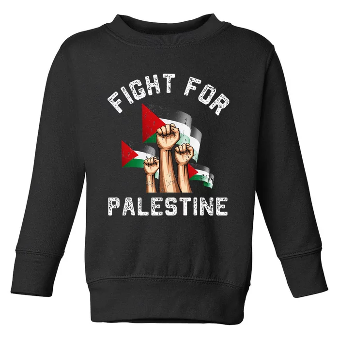 Fight For Palestine Gaza Flag Arabic Freedom Distressed Toddler Sweatshirt