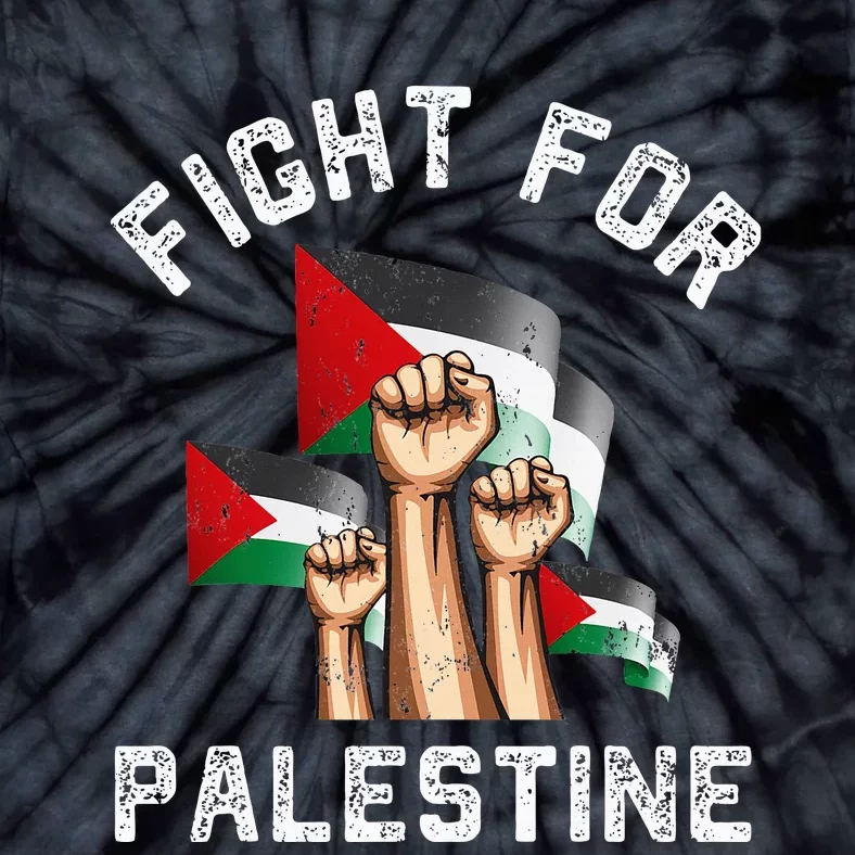 Fight For Palestine Gaza Flag Arabic Freedom Distressed Tie-Dye T-Shirt