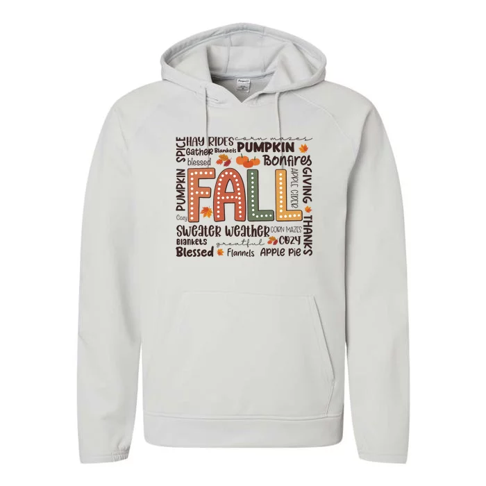 Fall Flannels Pumpkin Season Fall Vibes Autumn Thanksgiving Performance Fleece Hoodie