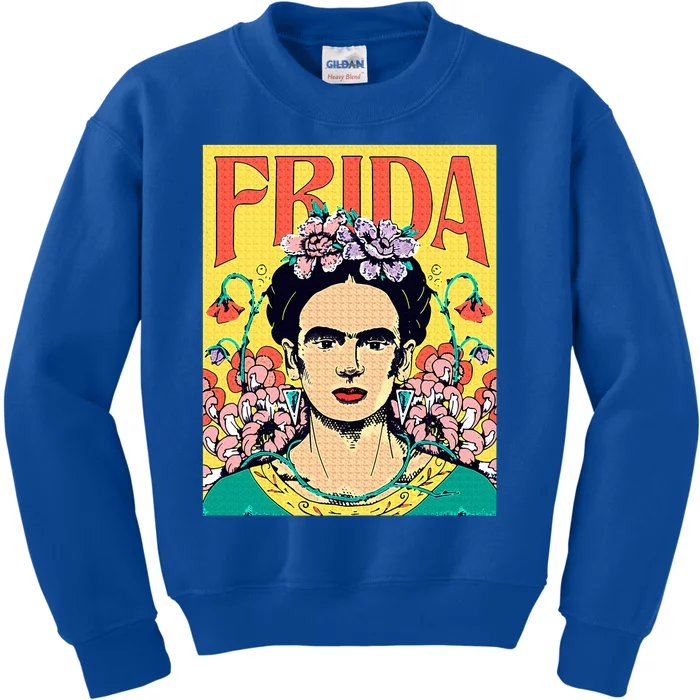 Frida Floral Portrait Kids Sweatshirt