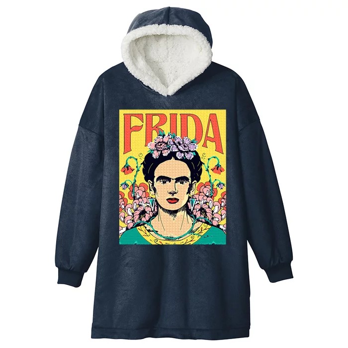 Frida Floral Portrait Hooded Wearable Blanket