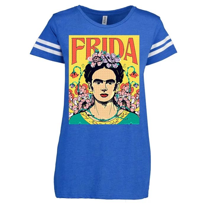 Frida Floral Portrait Enza Ladies Jersey Football T-Shirt