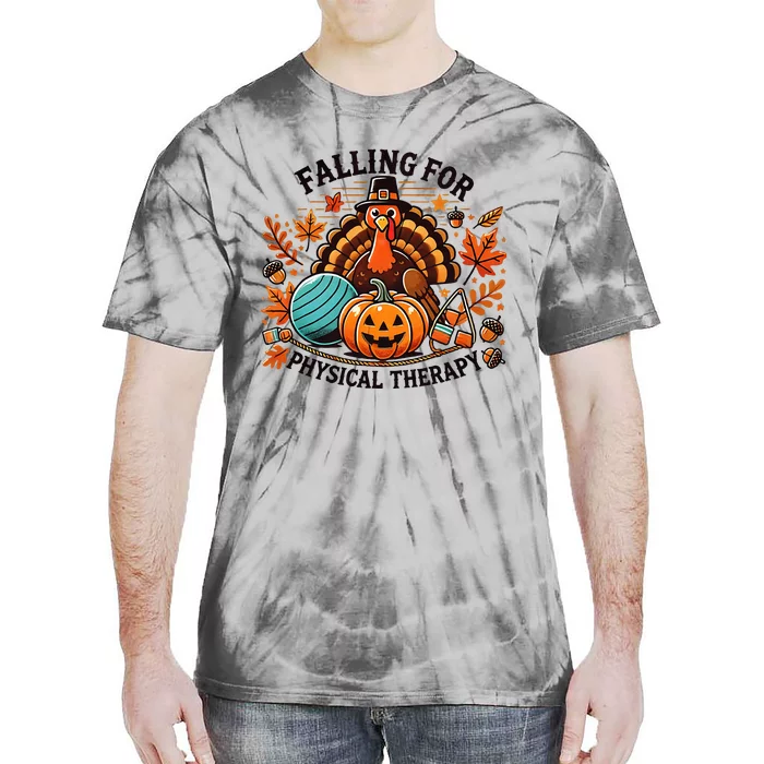 Falling For Physical Therapy Pt Pumpkin Fall Thanksgiving Tie-Dye T-Shirt